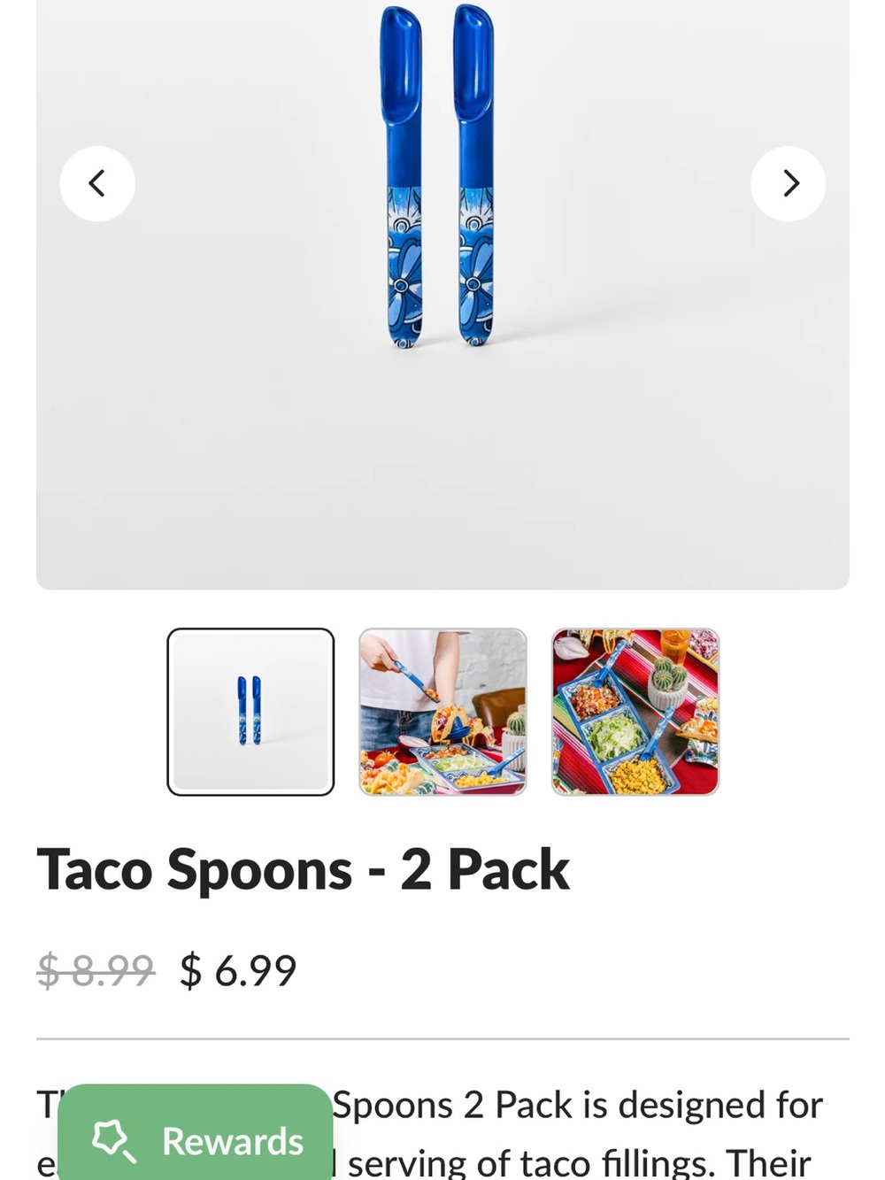 🌼 New with tags Prepara brand Blue Taco Spoons - 2 Pack